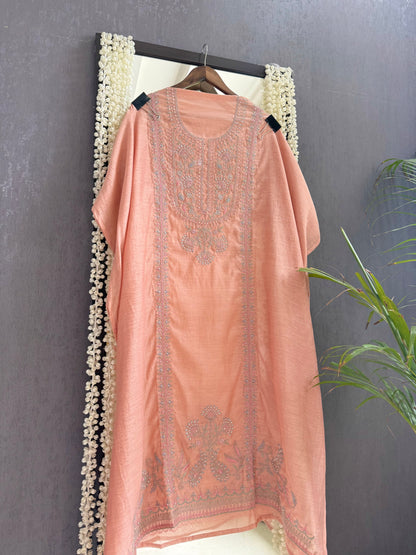 Luxurious Mul chanderi antique dori sitara suit