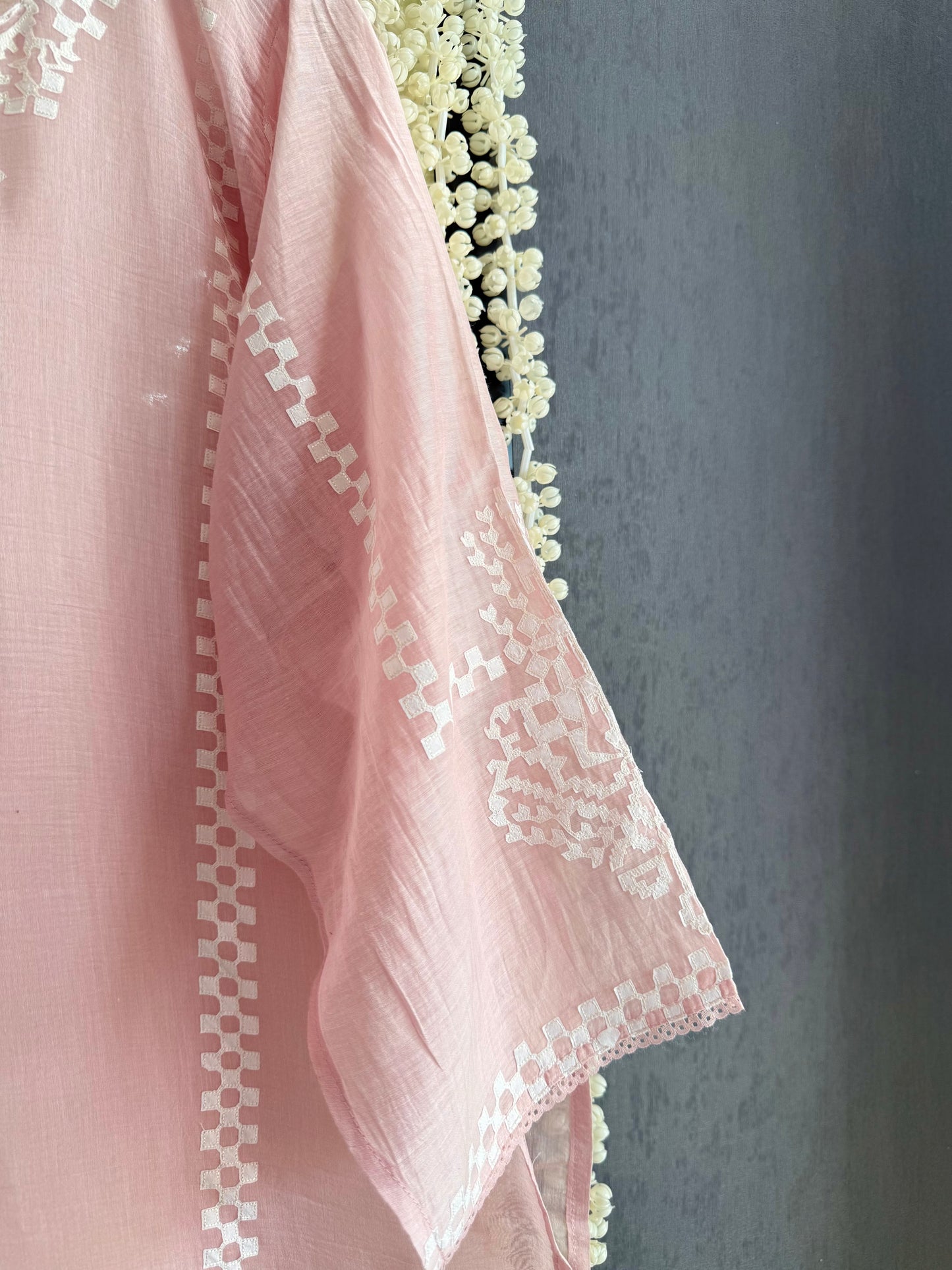 Luxurious Mul chanderi appliqué work suit