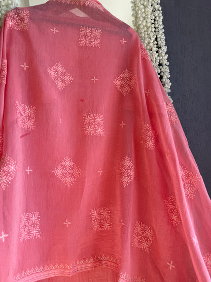 Luxurious Mul chanderi lucknowi handwork suit