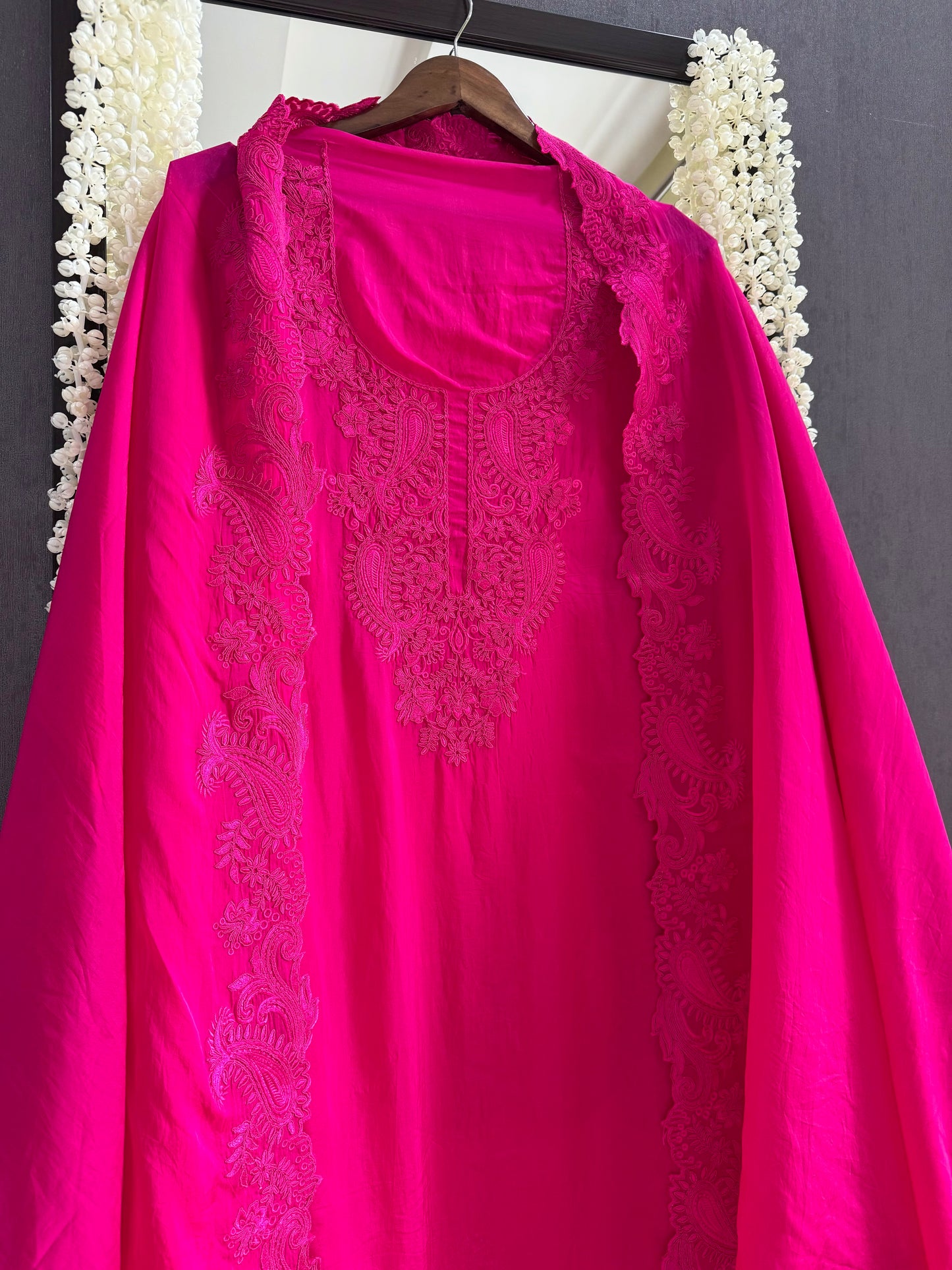 Luxurious aari work organza suit