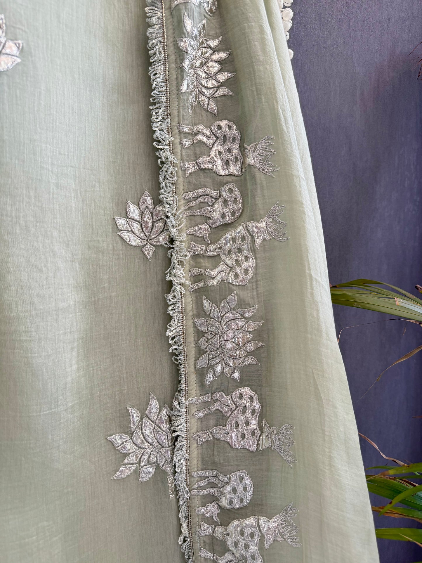 Luxurious Mul chanderi gota appliqué work suit