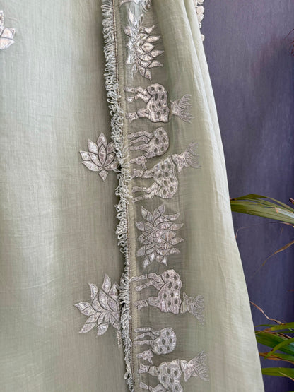 Luxurious Mul chanderi gota appliqué work suit