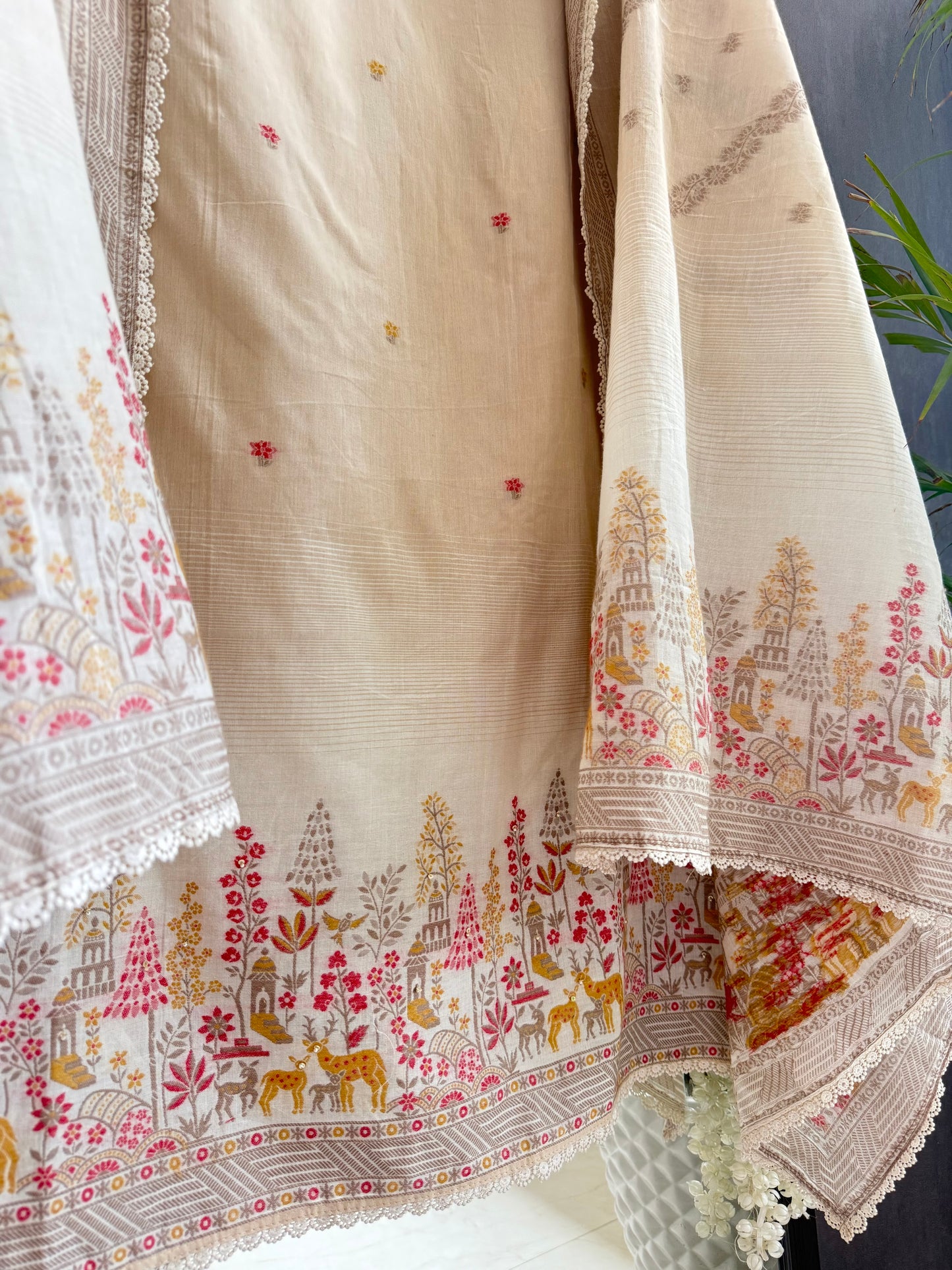 Cotton jamdani deers pinteresty suit