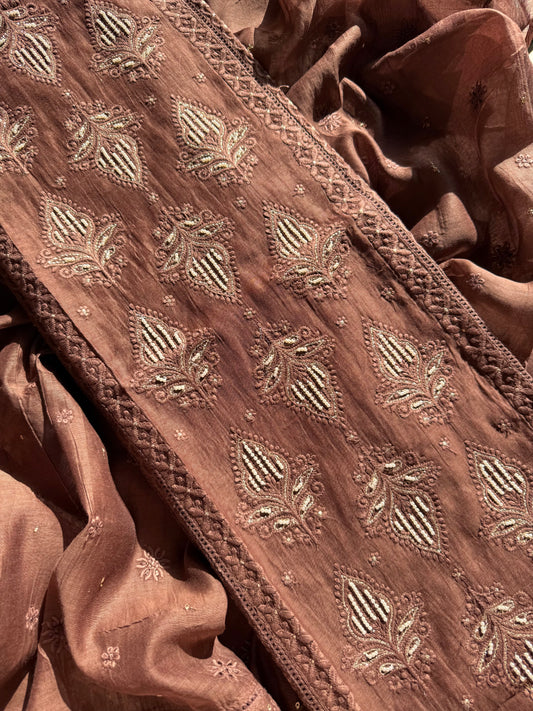 Luxurious Mul chanderi lucknowi handwork suit