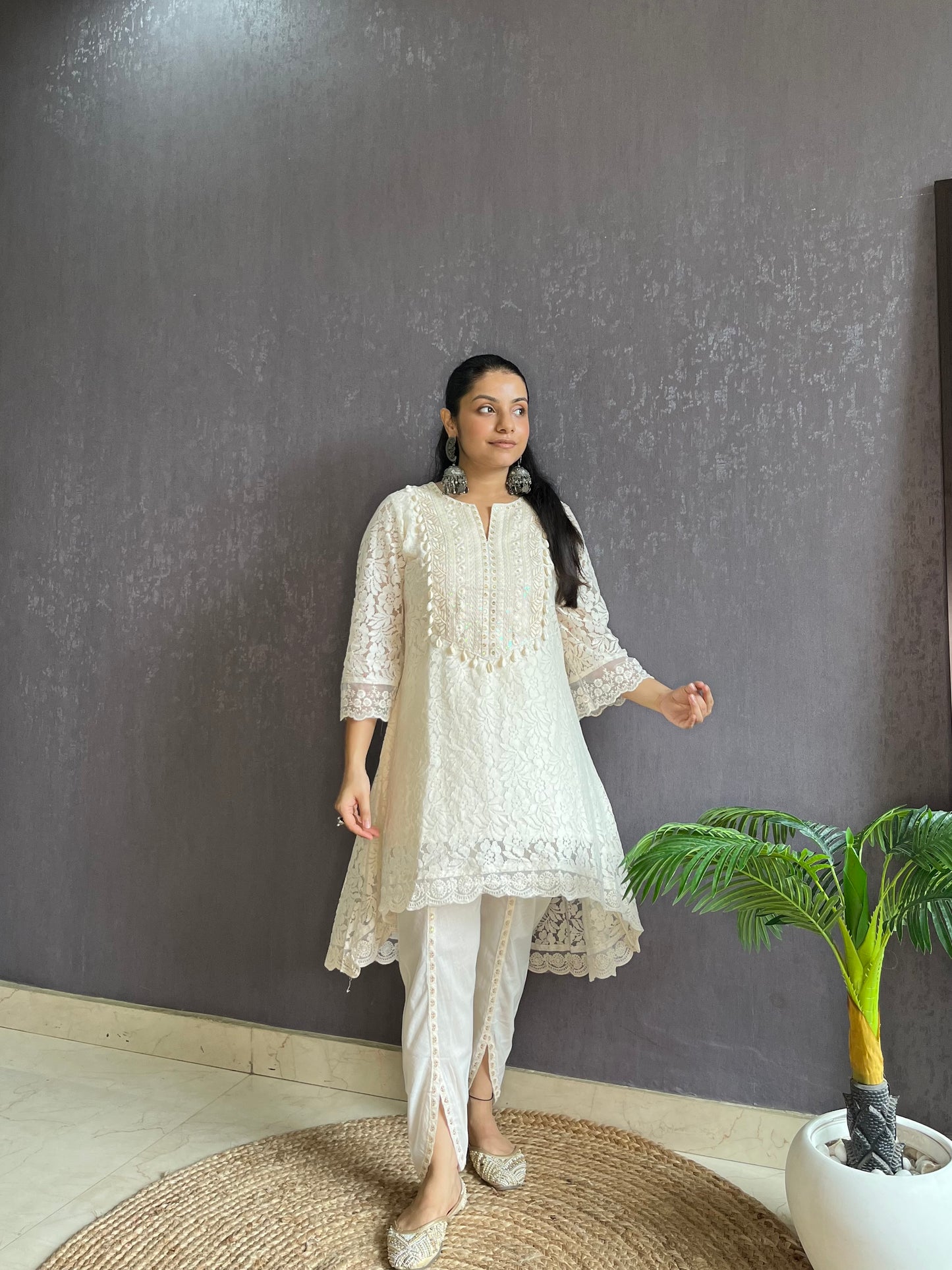 Pure cotton lace work coord