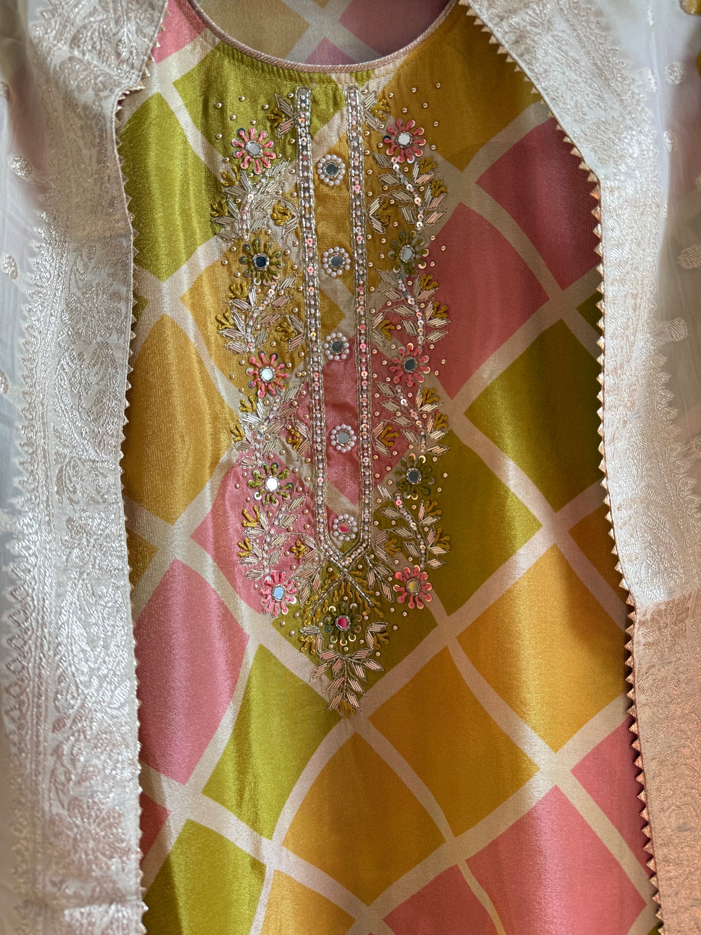 Handpainted Benarsi handwork suit