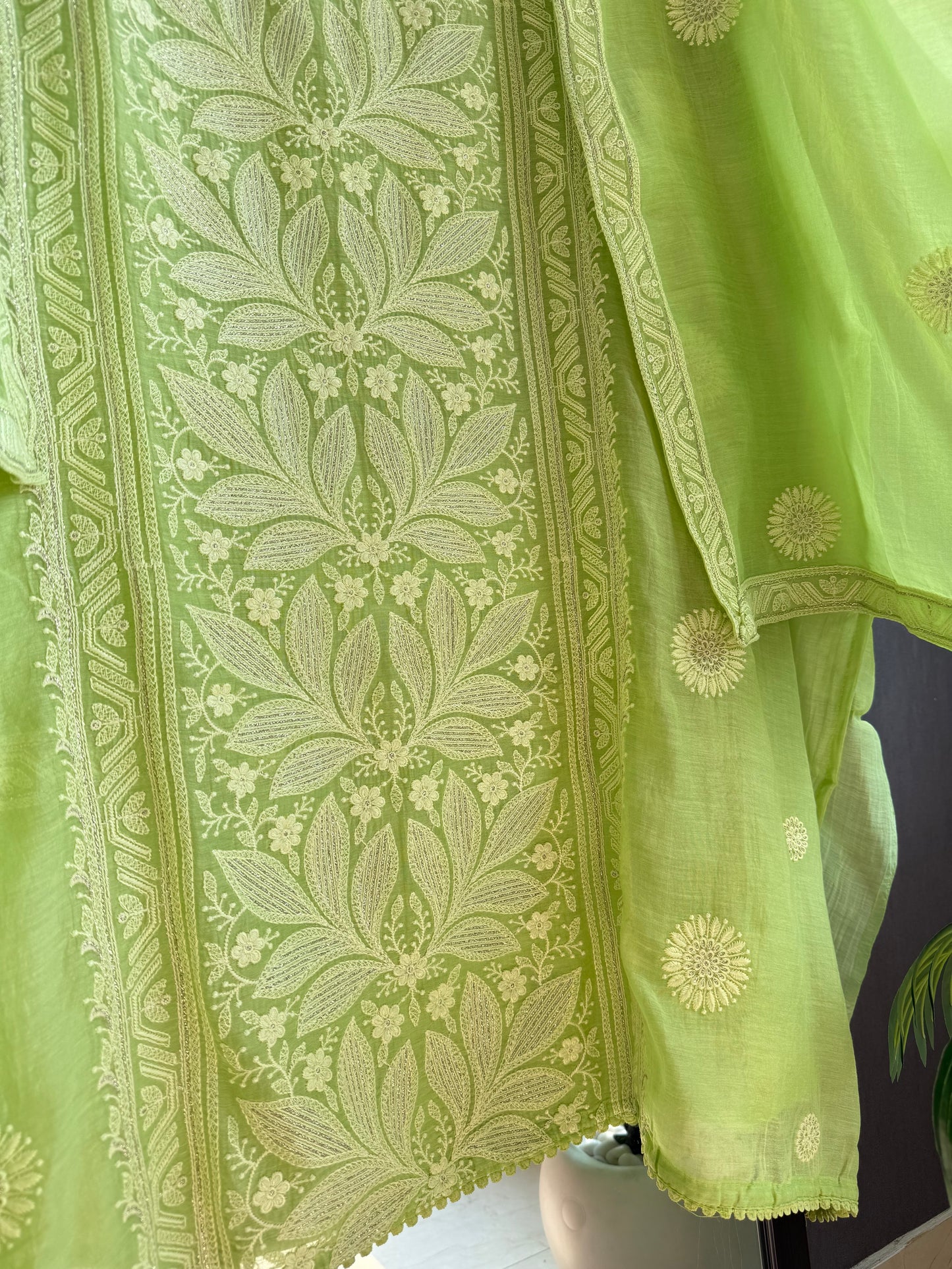 Luxurious Mul chanderi lucknowi handwork suit