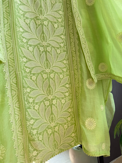 Luxurious Mul chanderi lucknowi handwork suit