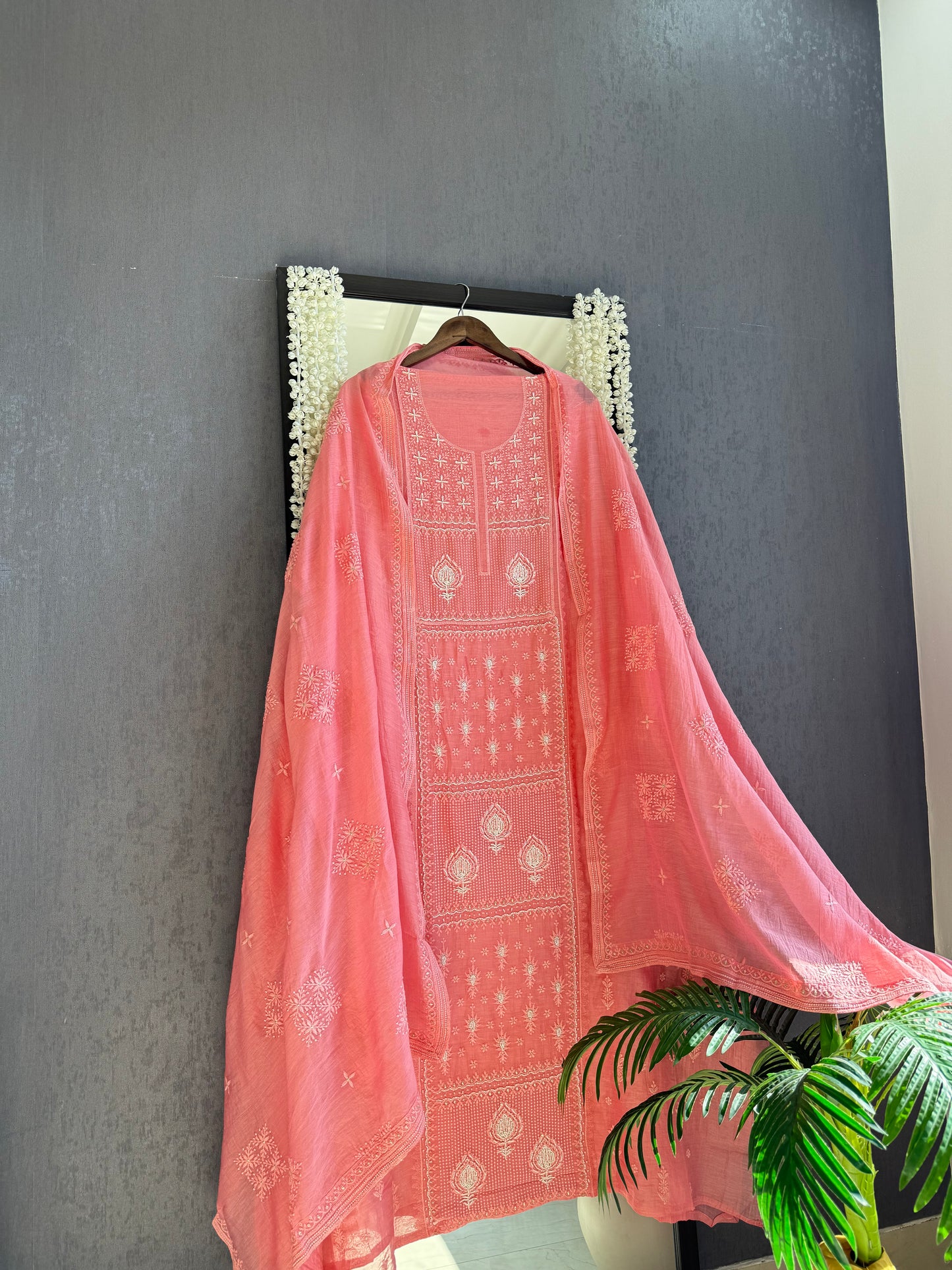 Luxurious Mul chanderi lucknowi handwork suit