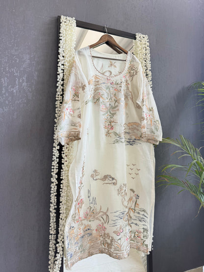 Luxurious Mul chanderi gota appliqué work suit