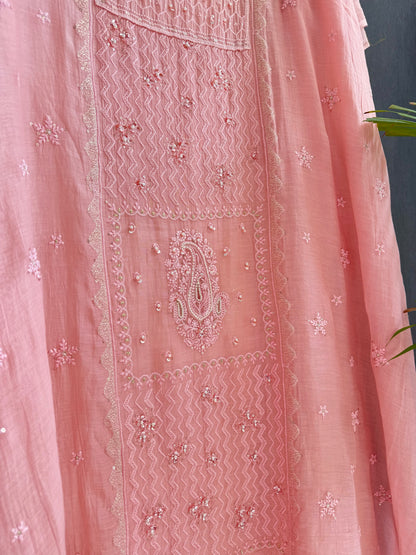 Luxurious Mul chanderi lucknowi paisley suit