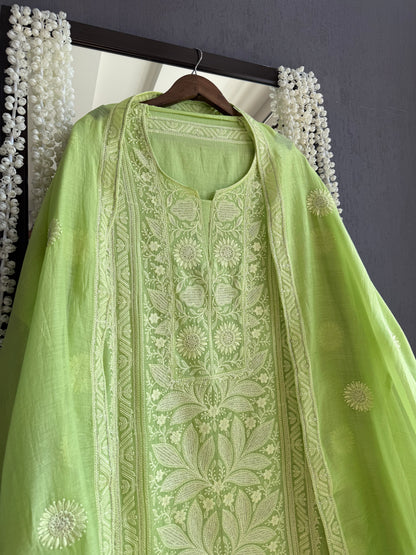 Luxurious Mul chanderi lucknowi handwork suit