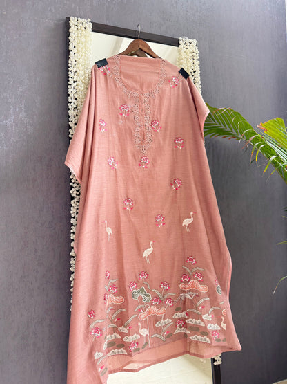 Luxurious Mul chanderi flamingos suit