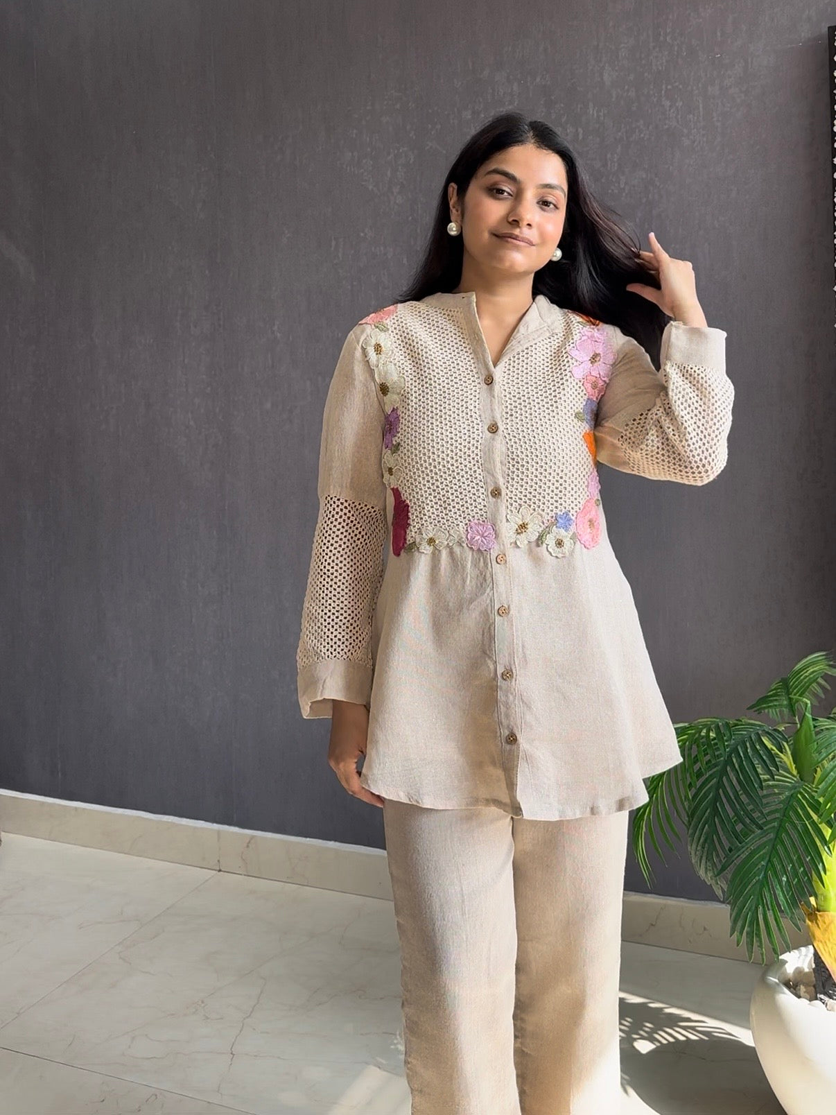 Linen floral Coord set