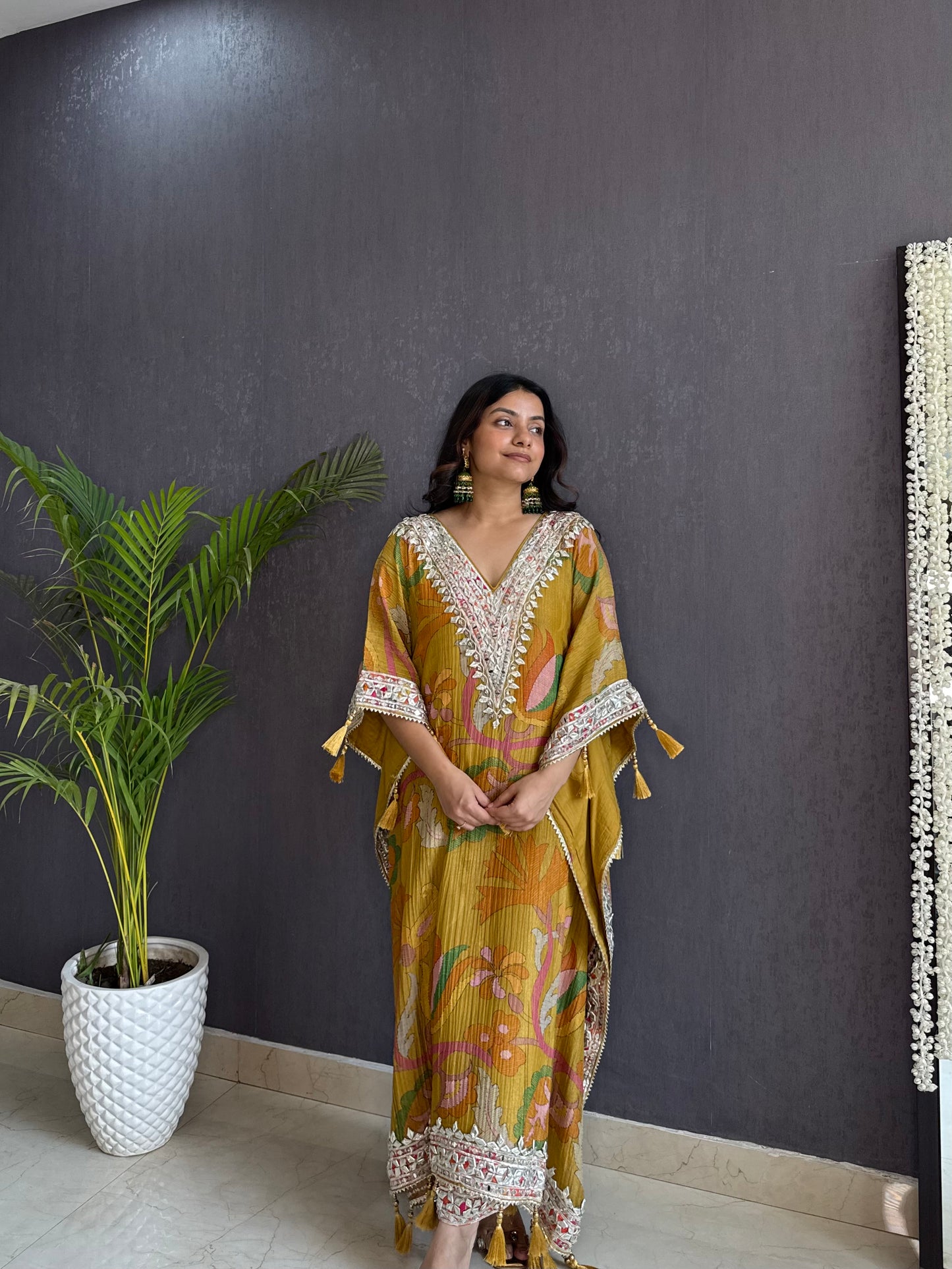 Luxurious abstract floral gotapatti kaftan set