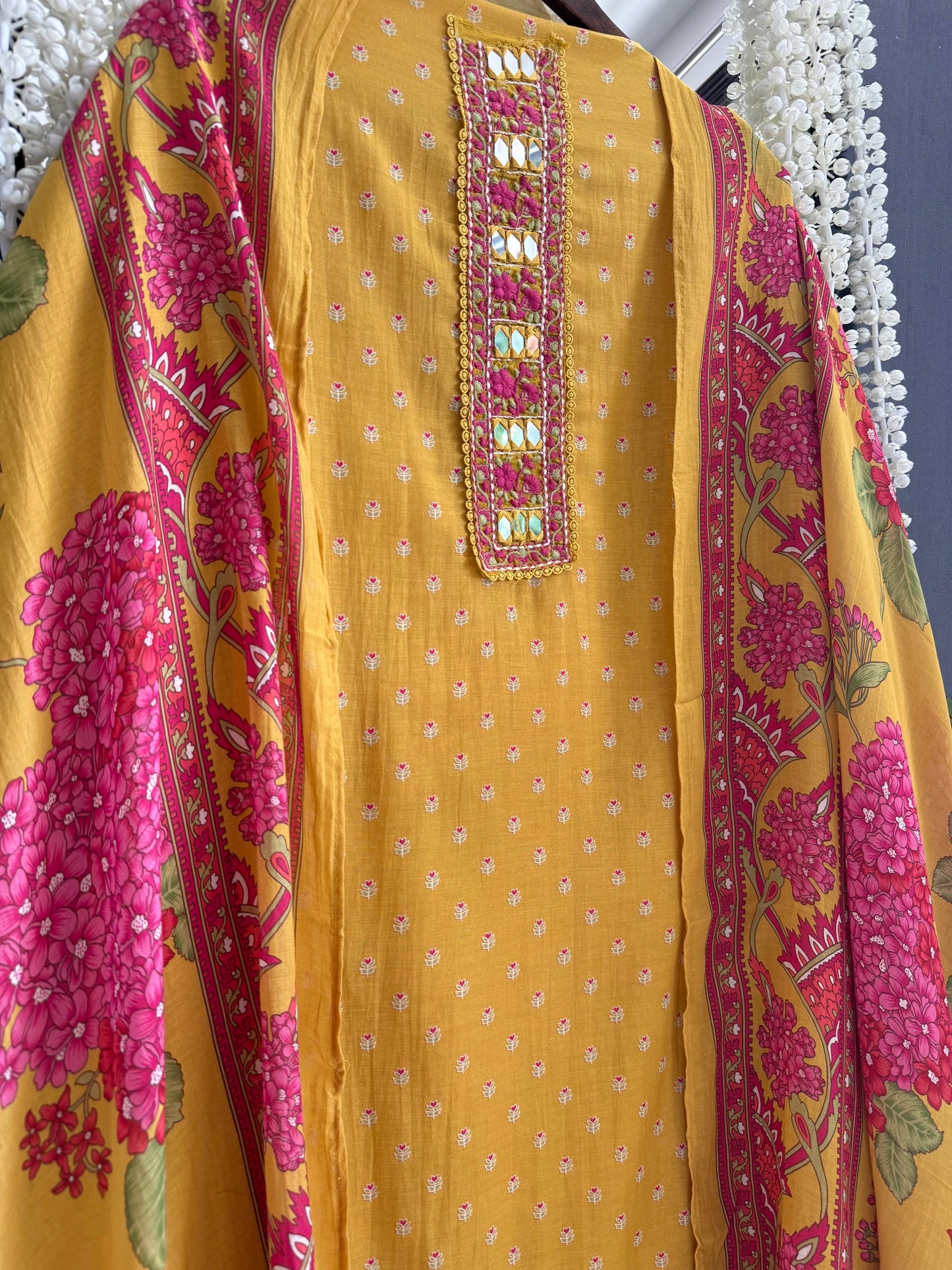 Mulmul cotton bougainvillea suit