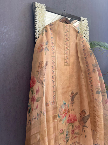 Tissue zari flamingos suit