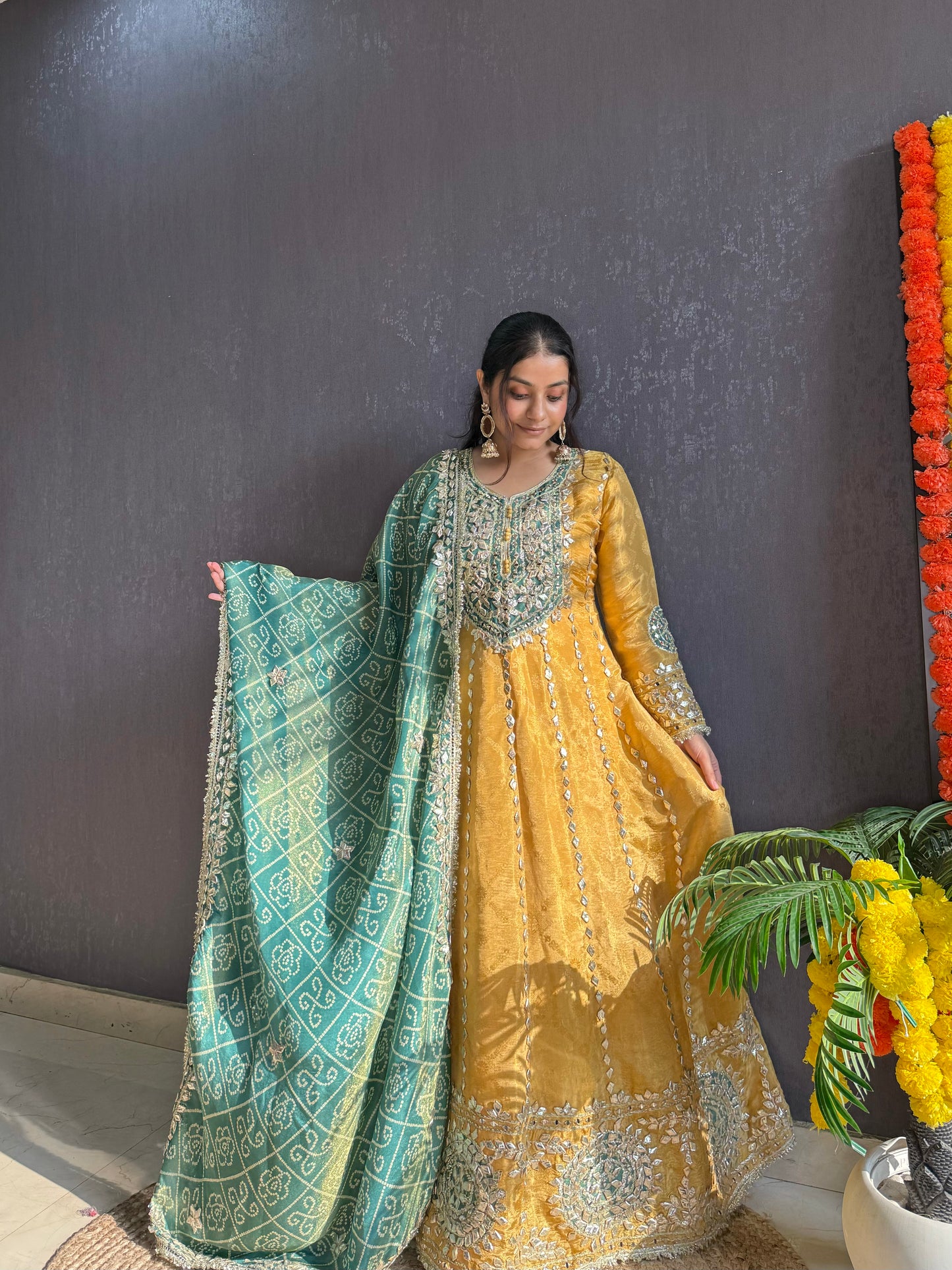 Luxurious Bandhani gotapatti anarkali set
