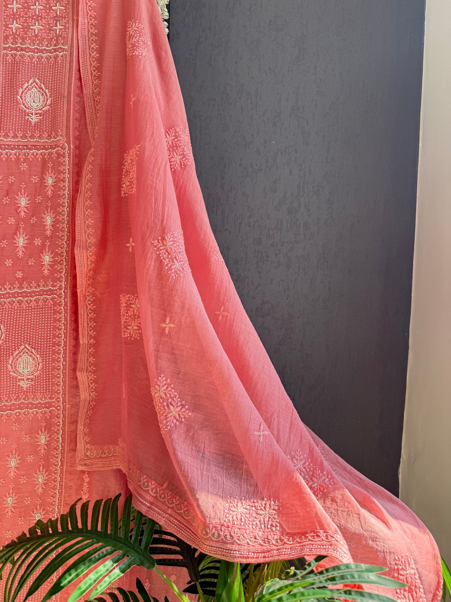 Luxurious Mul chanderi lucknowi handwork suit