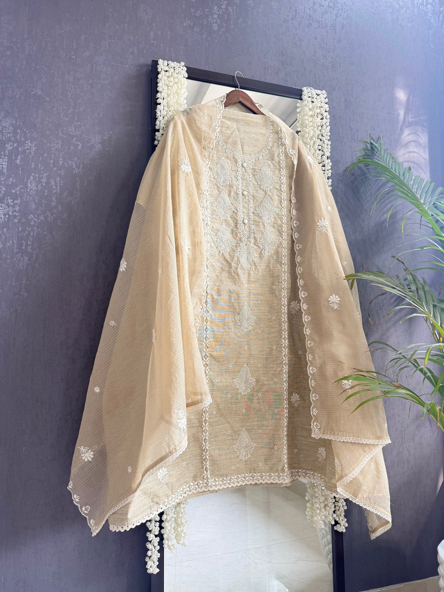 Khadi cotton Lucknowi suit