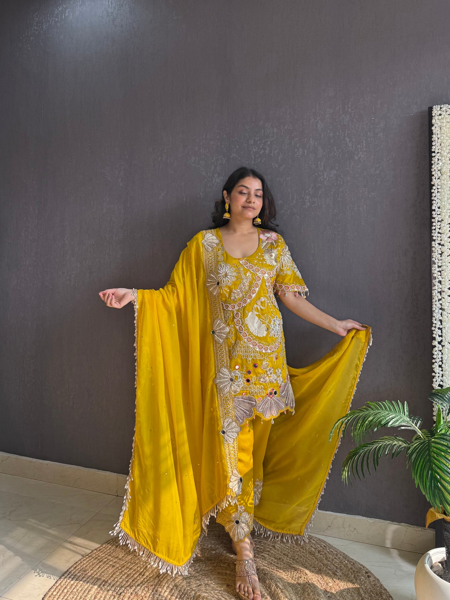 Luxurious raw silk Handwork set