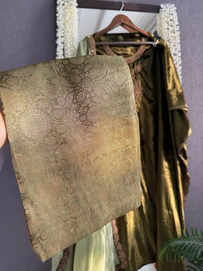 Velvet brocade marori aari work suit