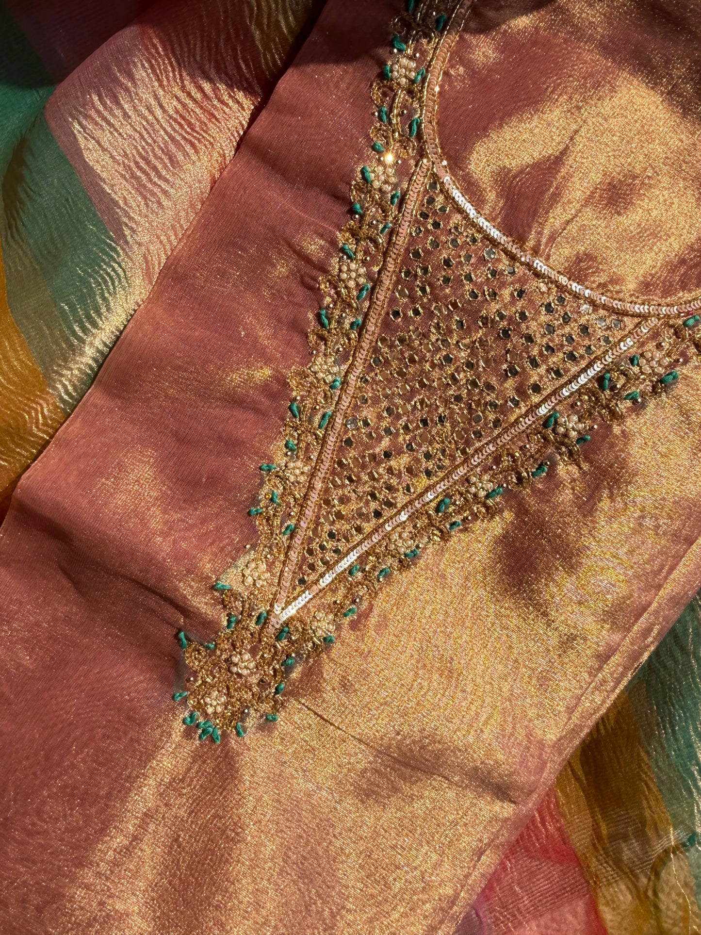 Tissue silk multi color suit