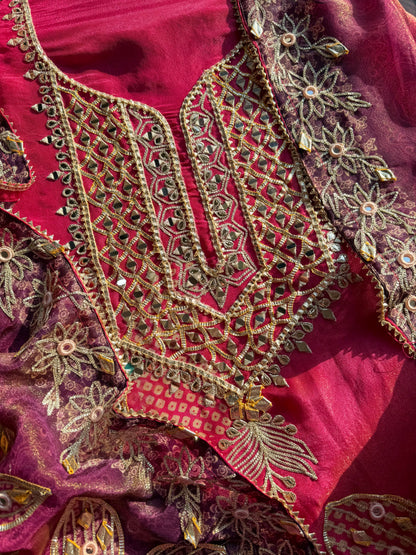 Luxurious Bhandej ombré gotapatti suits