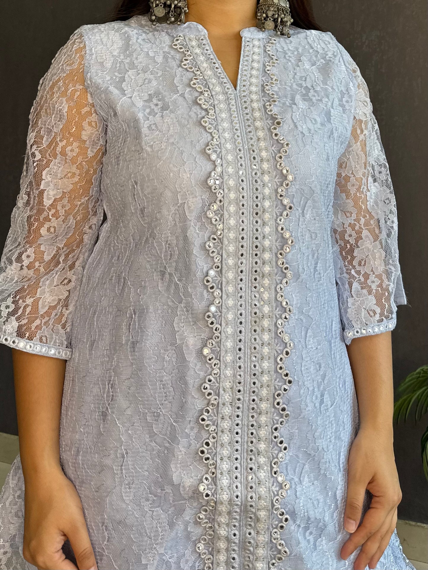 Pure cotton lace work coord