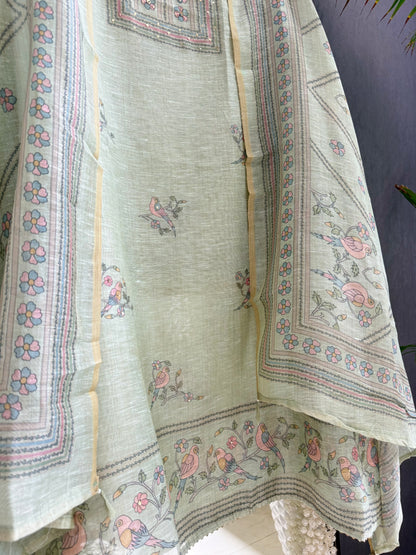 Linen handwork birds suit