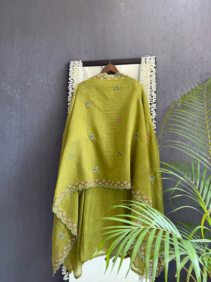 Luxurious Mul chanderi appliqué work suit
