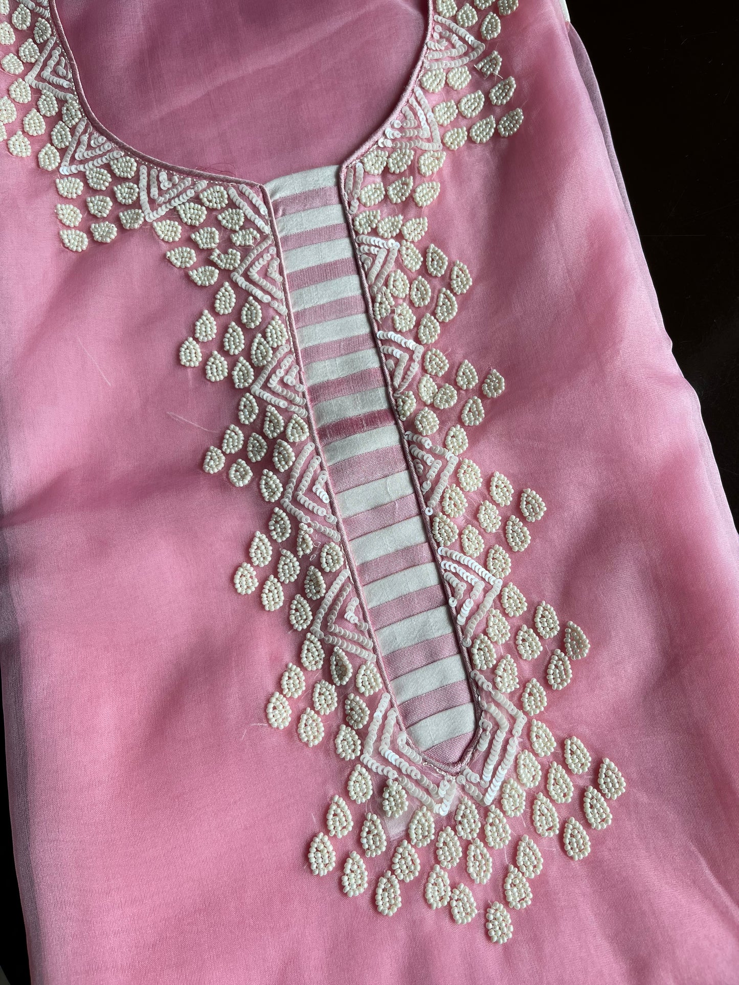 Pearlwork jamdani organza suit