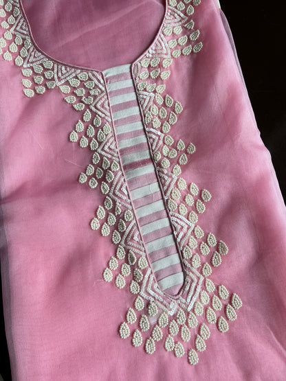 Pearlwork jamdani organza suit