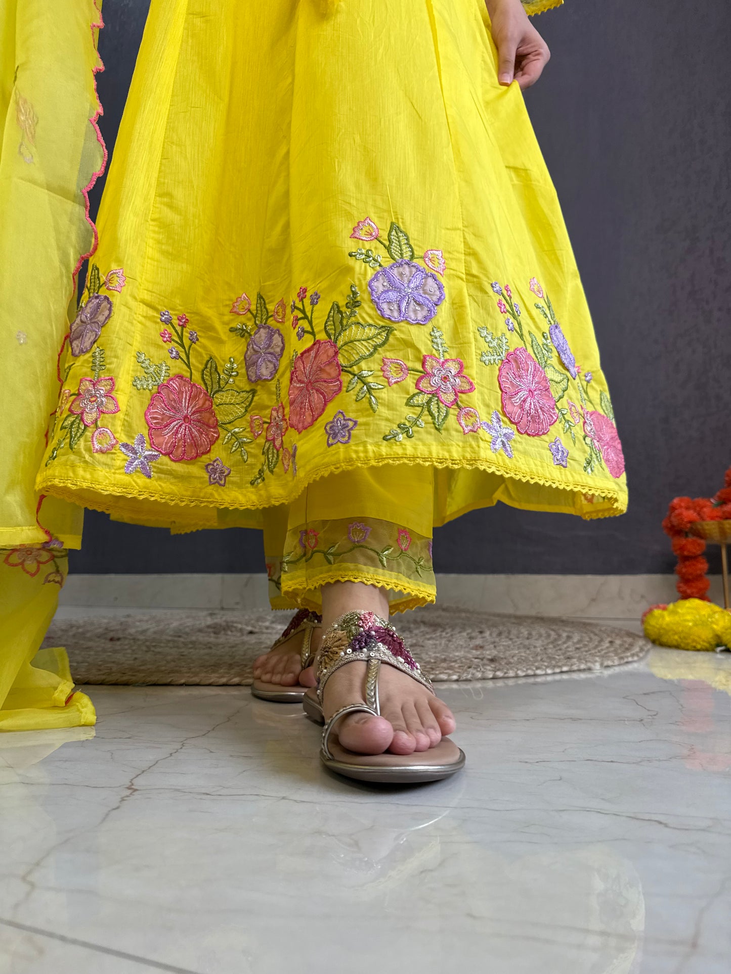 Kalidaar floral Anarkali set