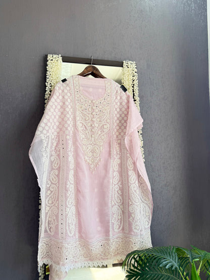 Luxurious Mul chanderi lucknowi handwork suit