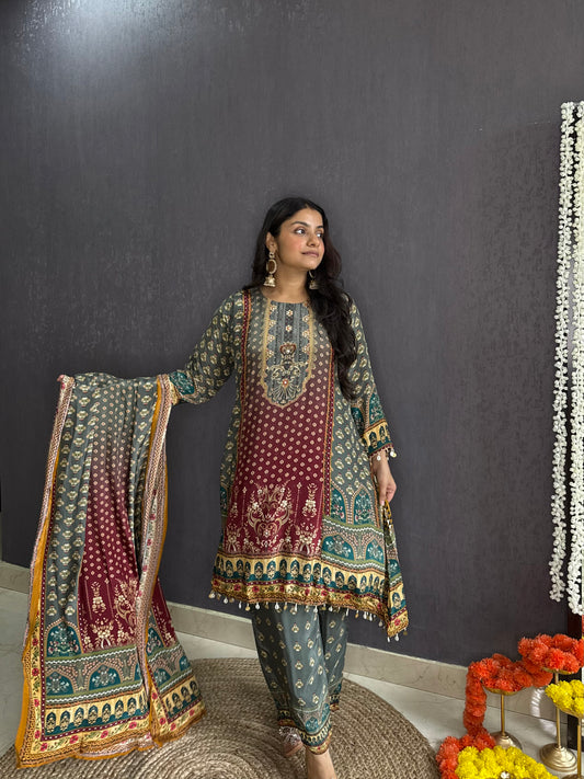 Digitally printed high low Suit