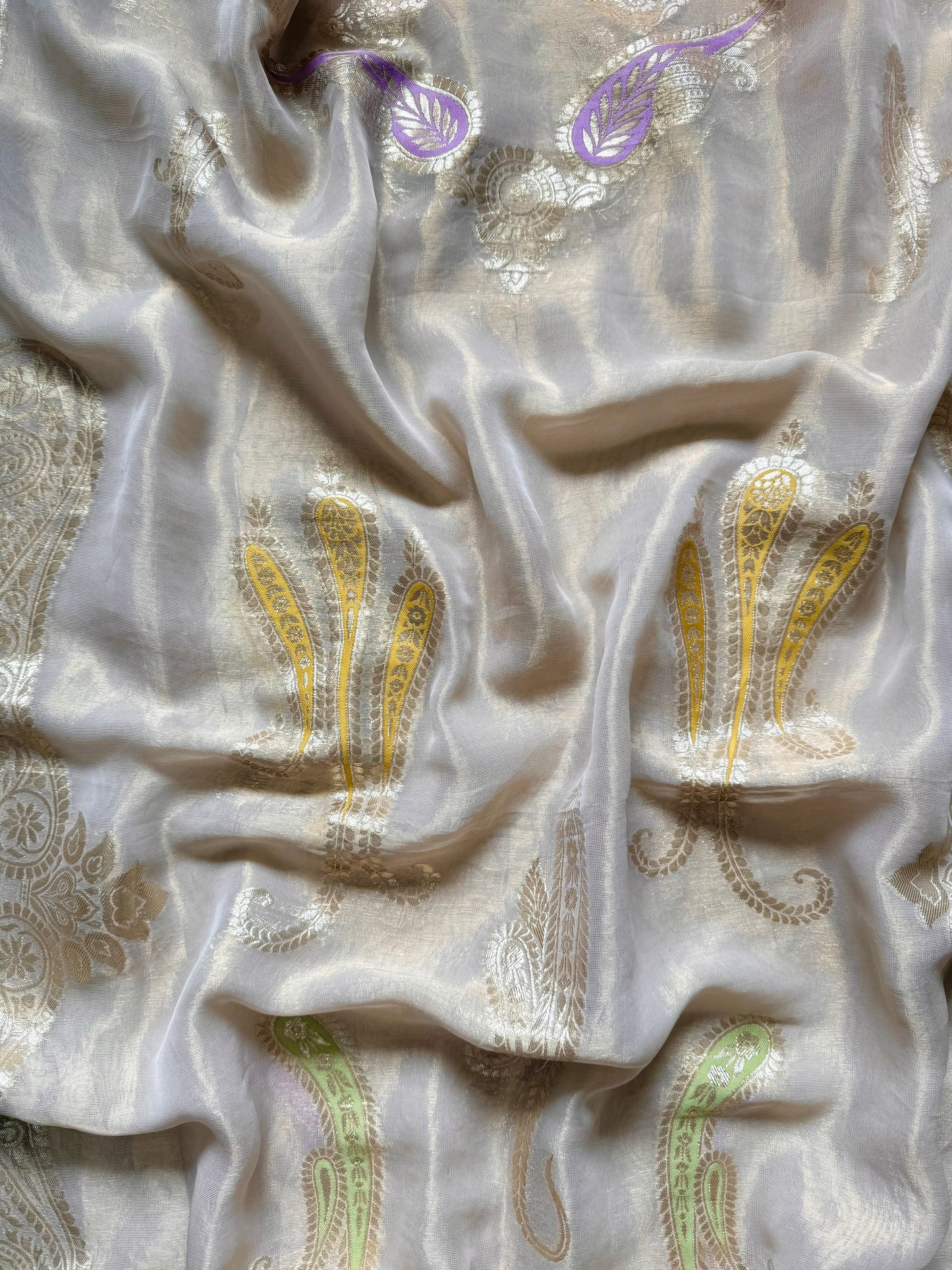 Luxurious aari work Tissue Benarsi silk suit