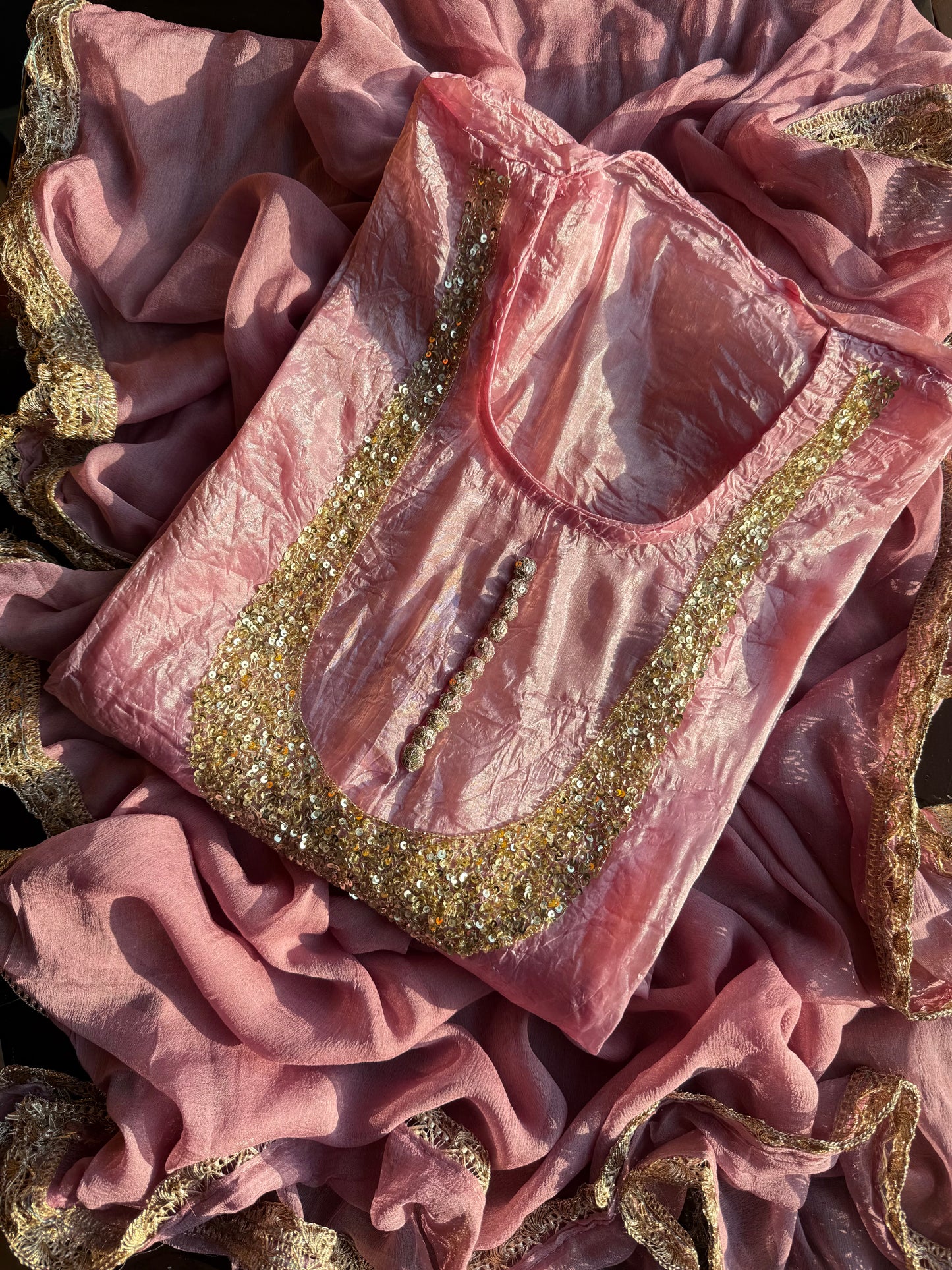 Handwork Crush Tissue silk suit