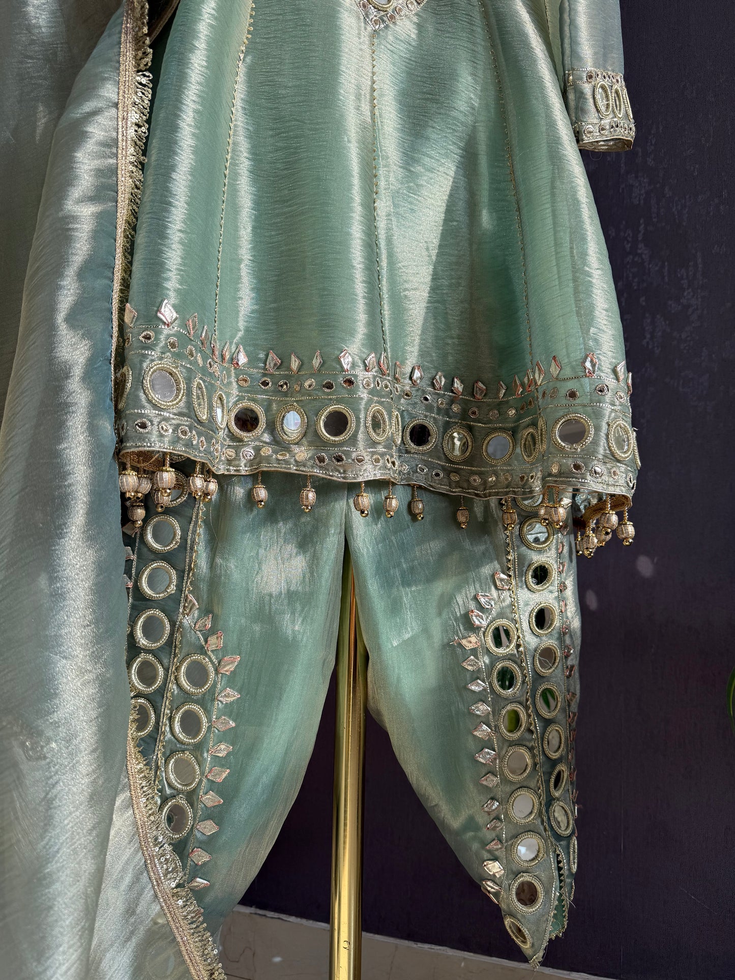 Luxurious mirrorwork anarkali set