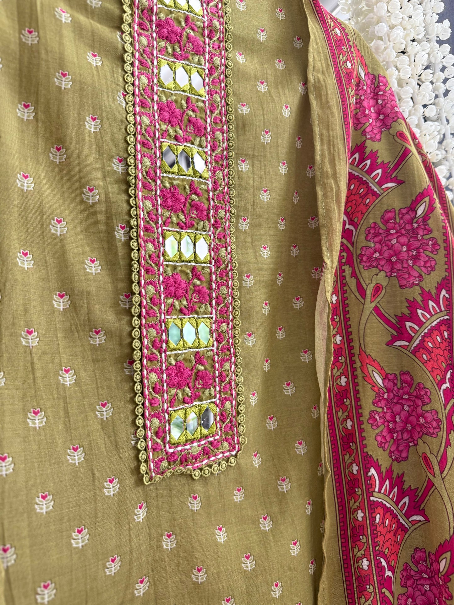 Mulmul cotton bougainvillea suit