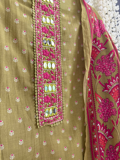 Mulmul cotton bougainvillea suit