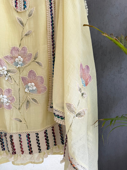 Luxurious Mul chanderi jute handpainted suit
