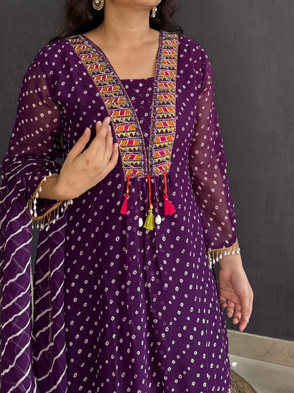 Handwork Bandhani Sharara suit