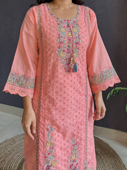 Cotton schiffili designer suit