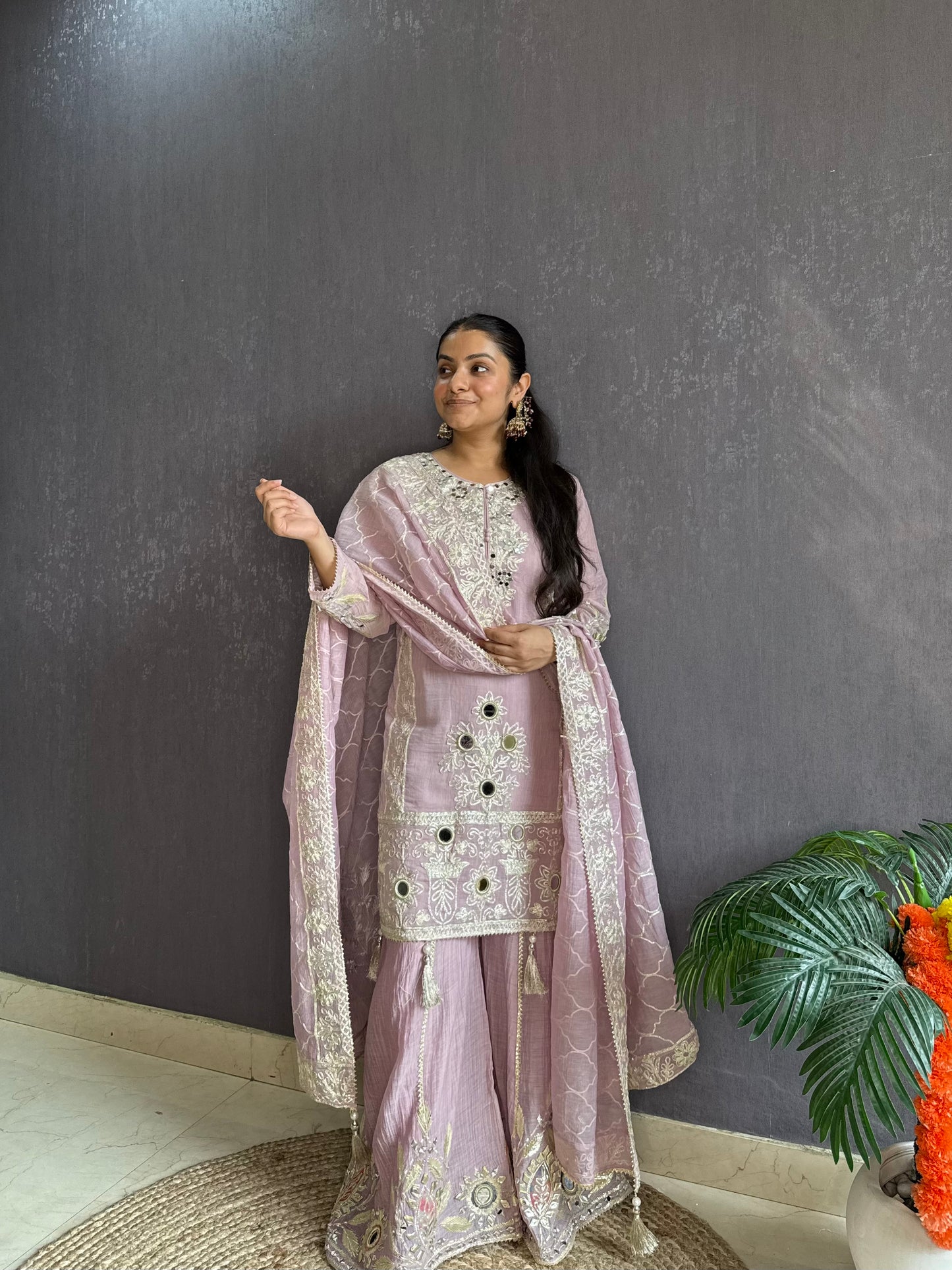 Luxurious mul cotton gotapatti sharara set