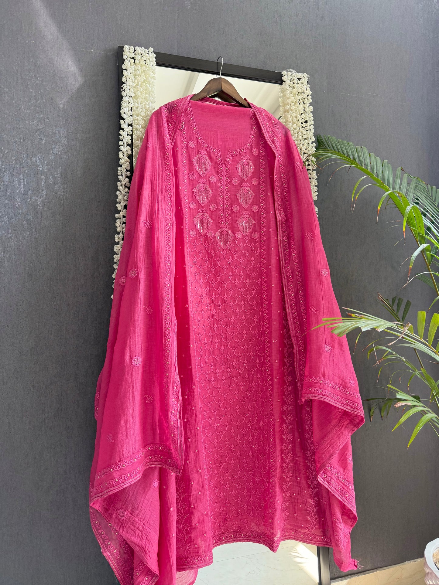 Luxurious Mul chanderi lucknowi handwork suit