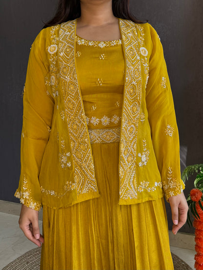 Lehenga jacket handwork dress