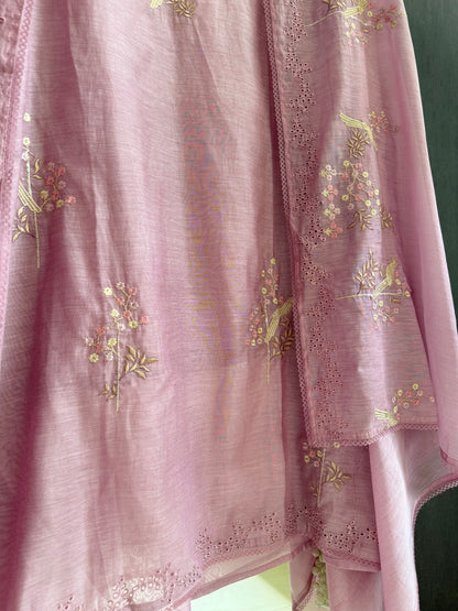 Luxurious Mul chanderi schiffili peacock suit