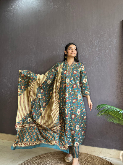 Mulmul cotton printed suit