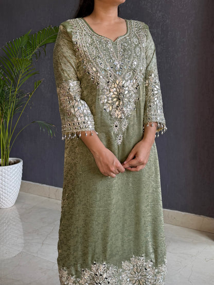 Tissue jacquard gotapatti mirror set